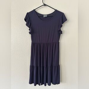 Olivia Rae Navy Ruffle Sleeve Dress